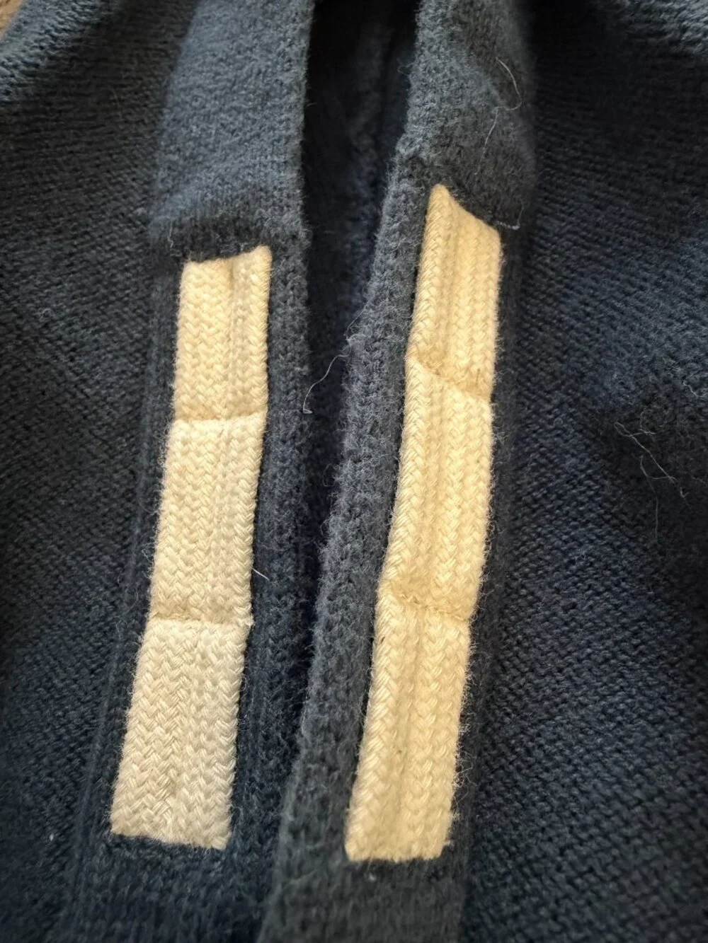 Cat & Jack 2T Navy Stripe Hooded Henley Sweater Wood Buttons Kangaroo Pocket